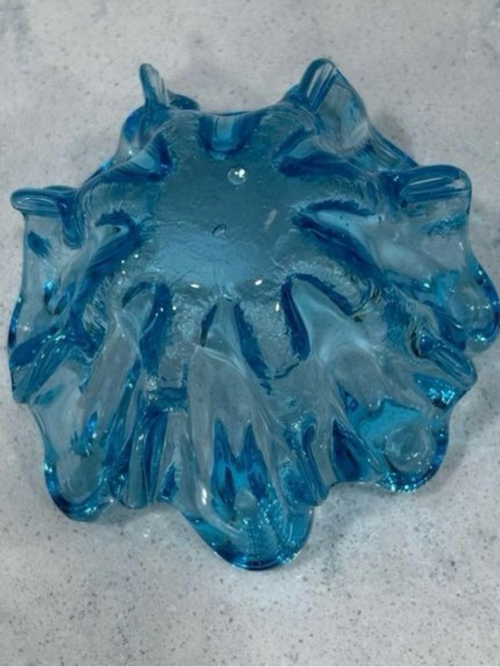 Vintage Swung Glass Bowl
Candy Trinket Dish MCM
Aqua Blue 8 Fingers Art Glass - Picture 8 of 9